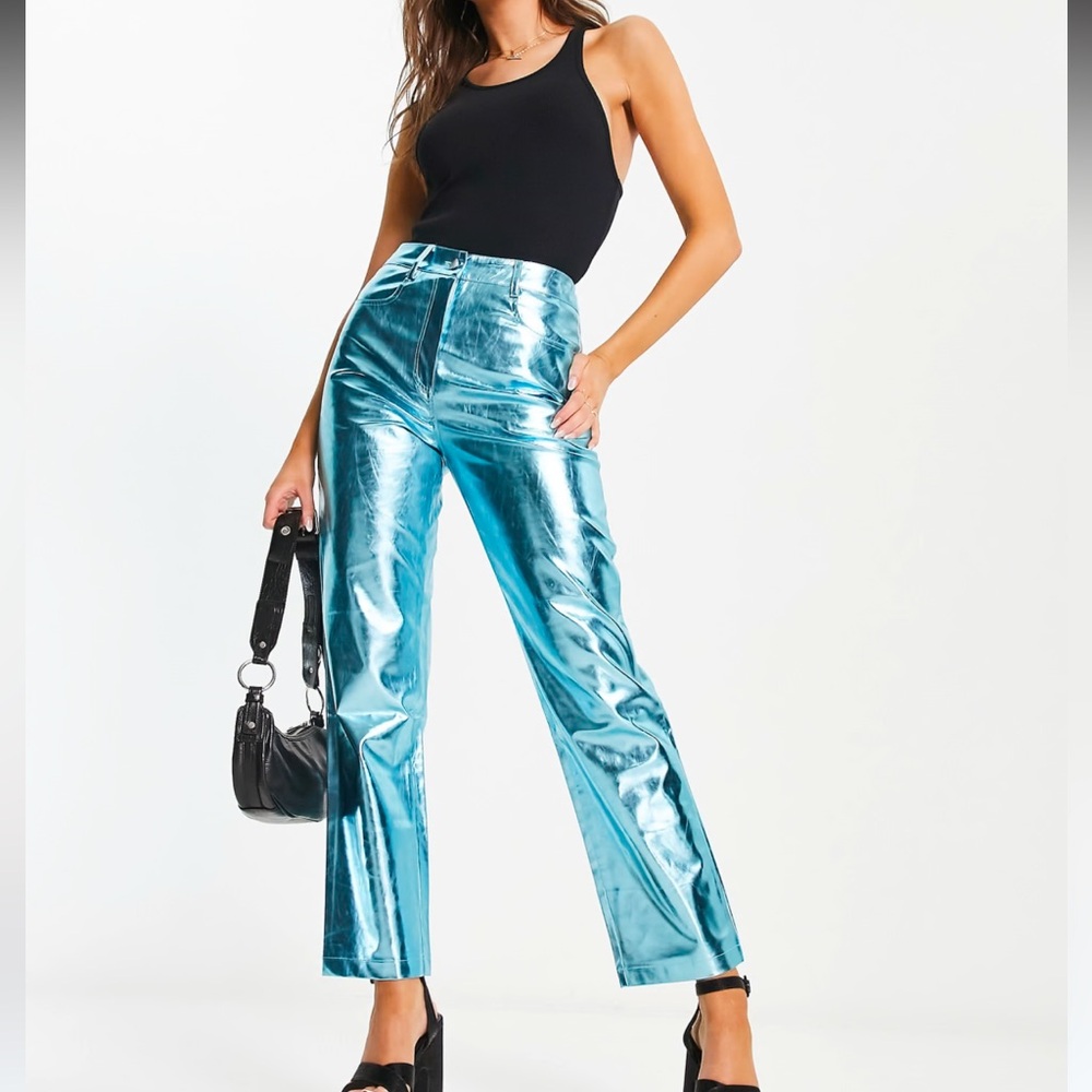 Amy Lynn Lupe pants in metallic ice blue
